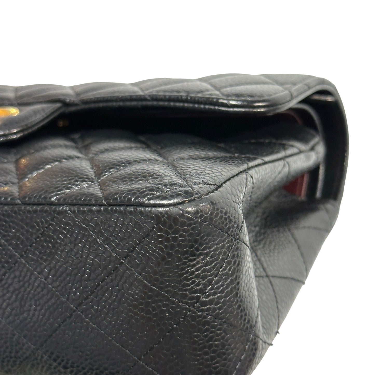 Used CHANEL Caviar Quilted CF23 Chain Shoulder Bag Black Gold