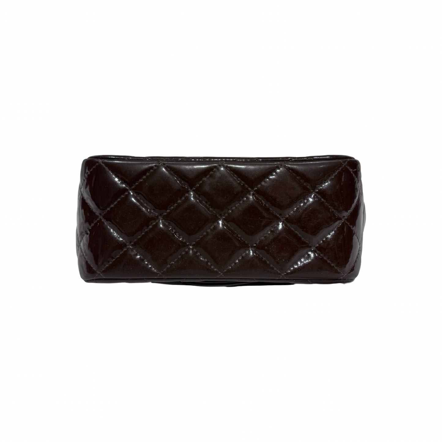 CHANEL MINI FLAP BROWN PATENT PHW [3000209]