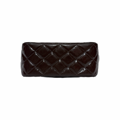 CHANEL MINI FLAP BROWN PATENT PHW [3000209]