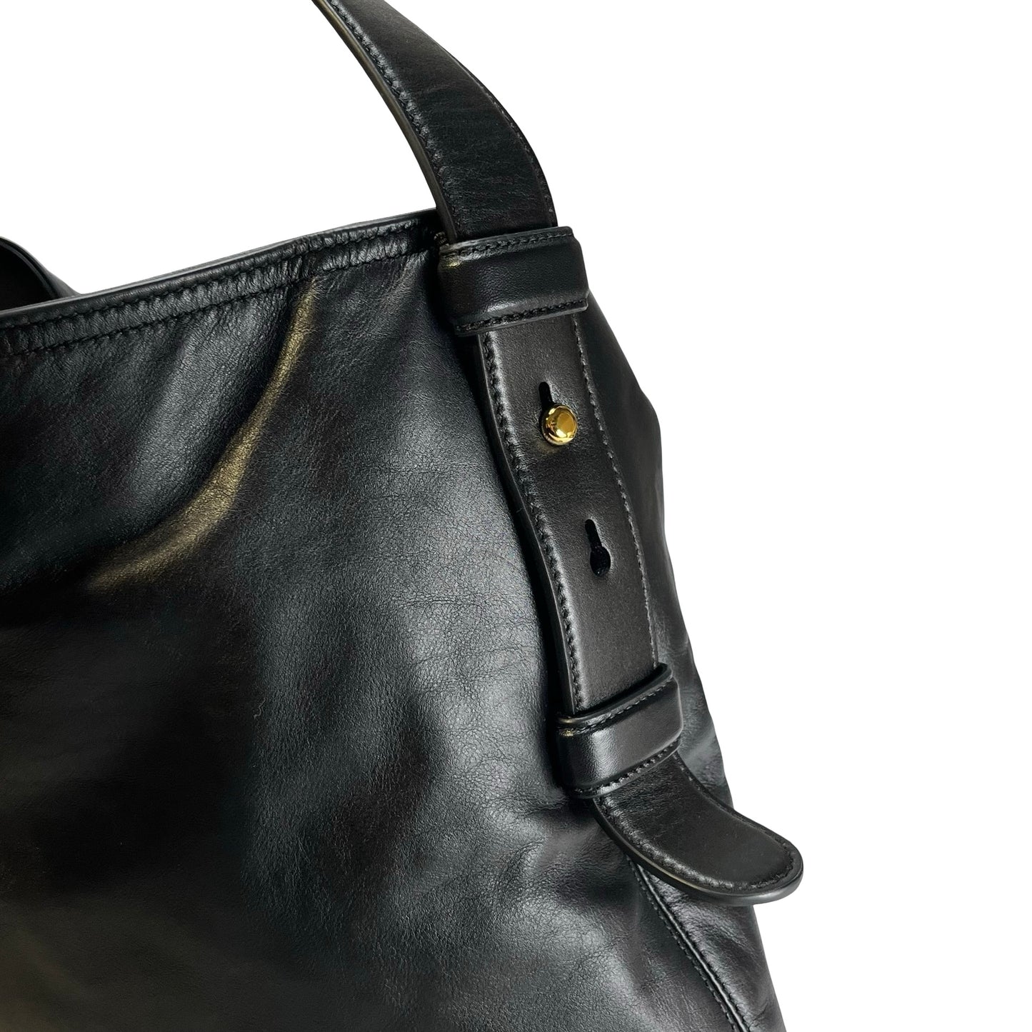 Used GUCCI Solid Medium Shoulder Shoulder Bag Black GHW