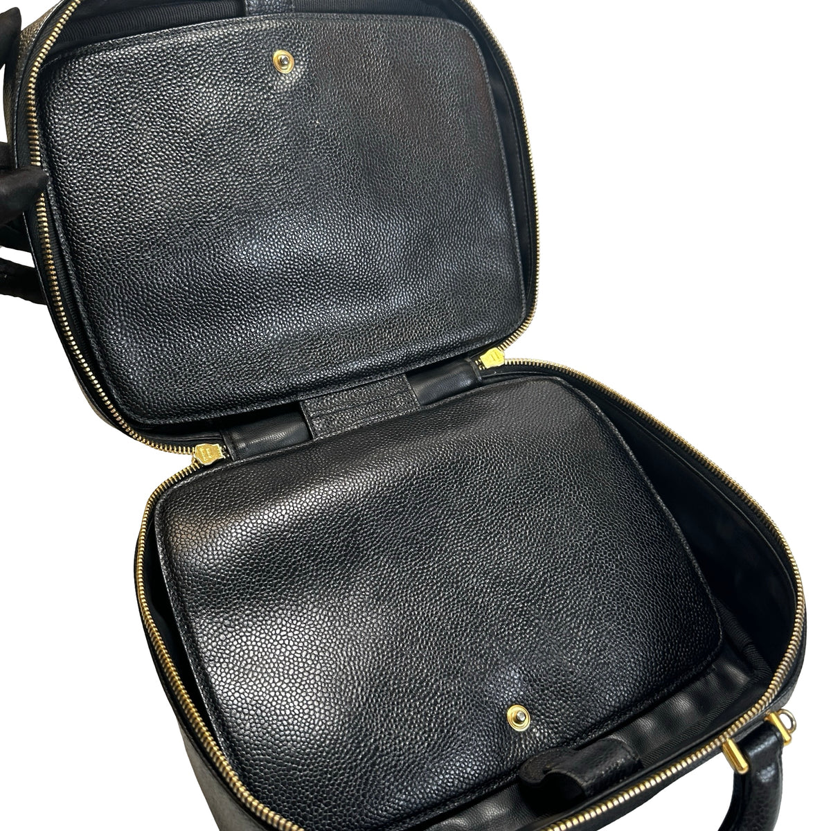 Used CHANEL Caviar leather Caviar Vanity Case Vanity case Black Gold