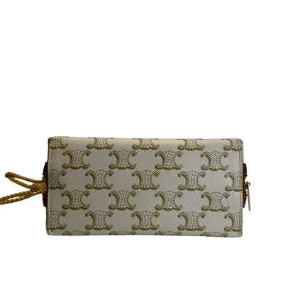 Used CELINE Canvas Cross body bag Brown White GHW