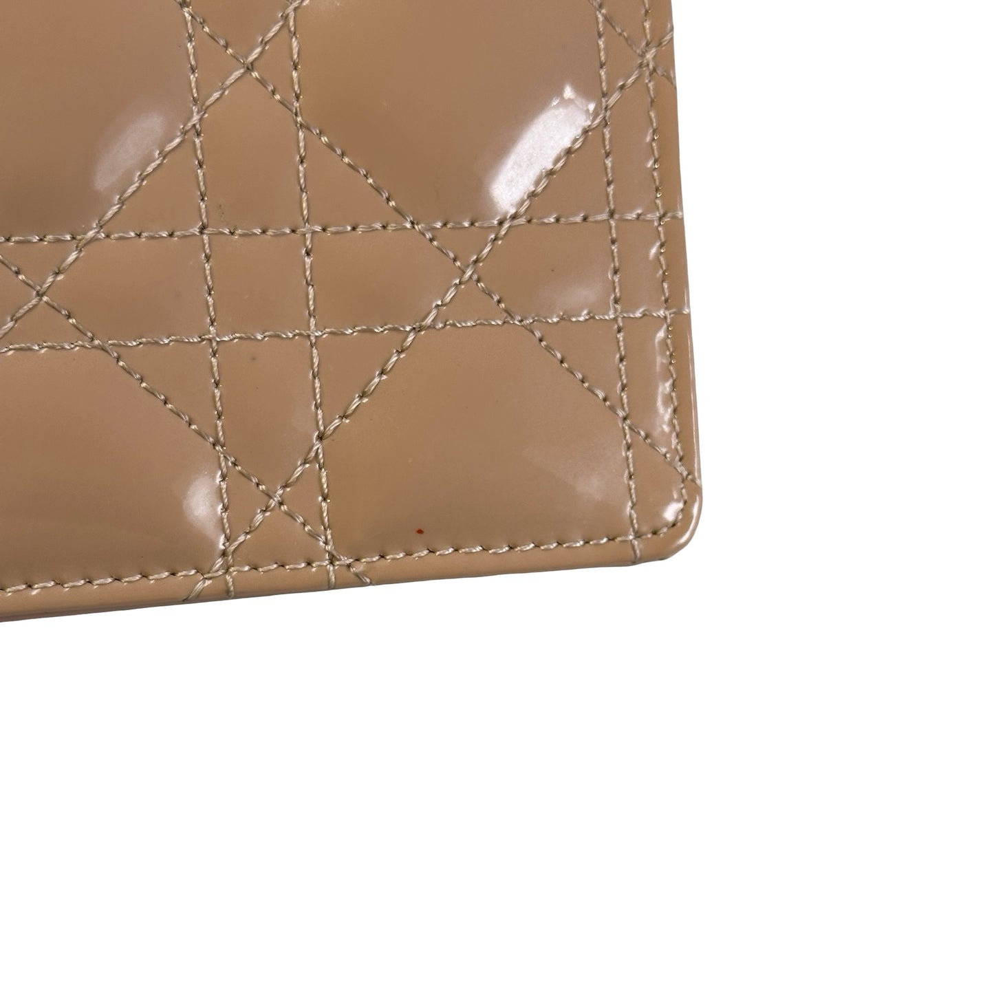 Used DIOR Cannage Patent Leather Cannage Long wallet Beige