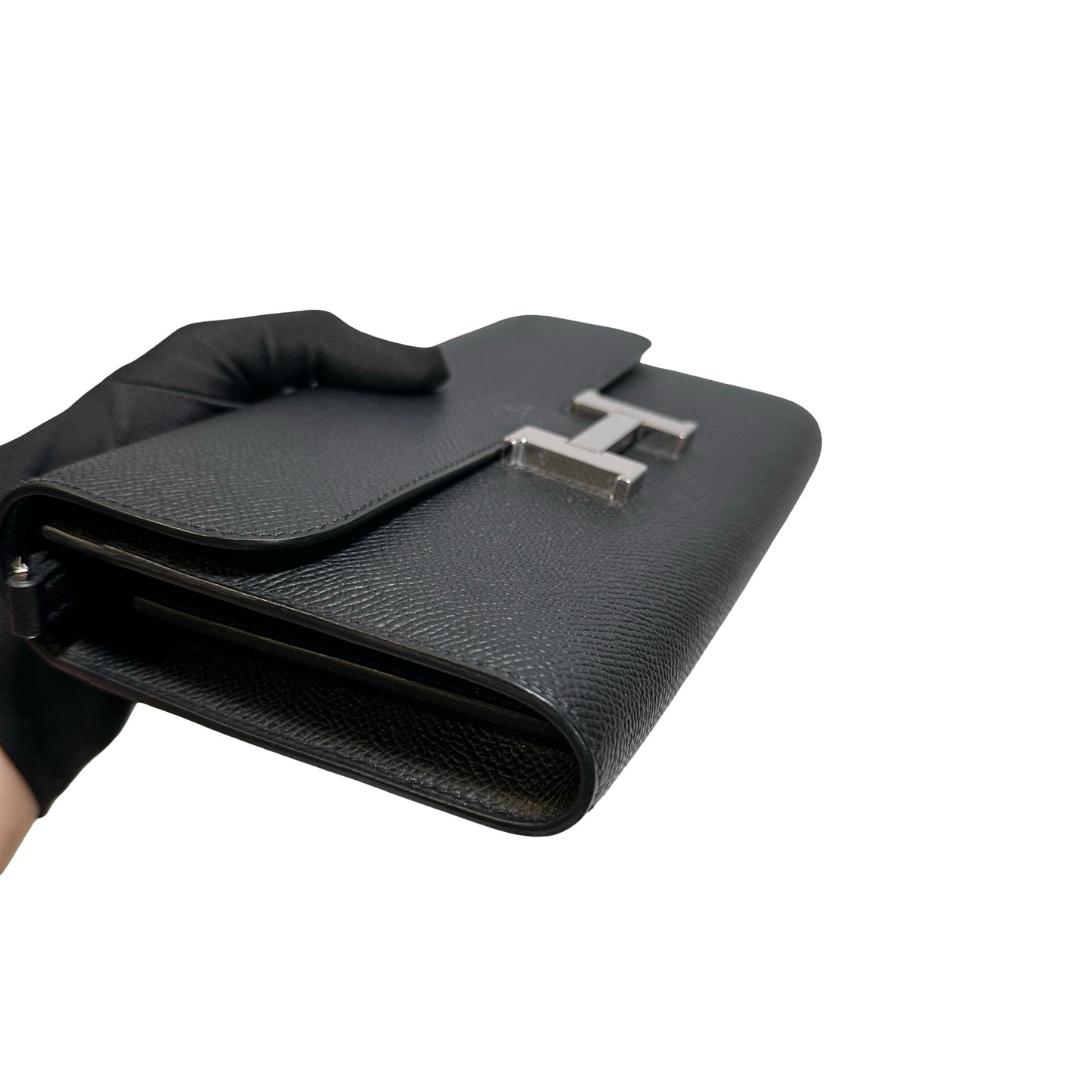 Used Hermès Calfskin Leather Constance to go Cross Body Bag PHW Black