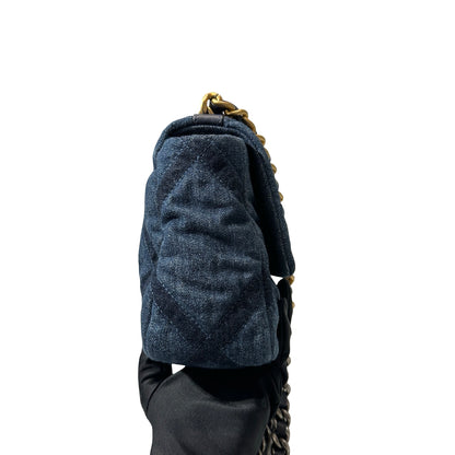 Used CHANEL Denim Blue Used Chanel 19 Small Cross Body Bag