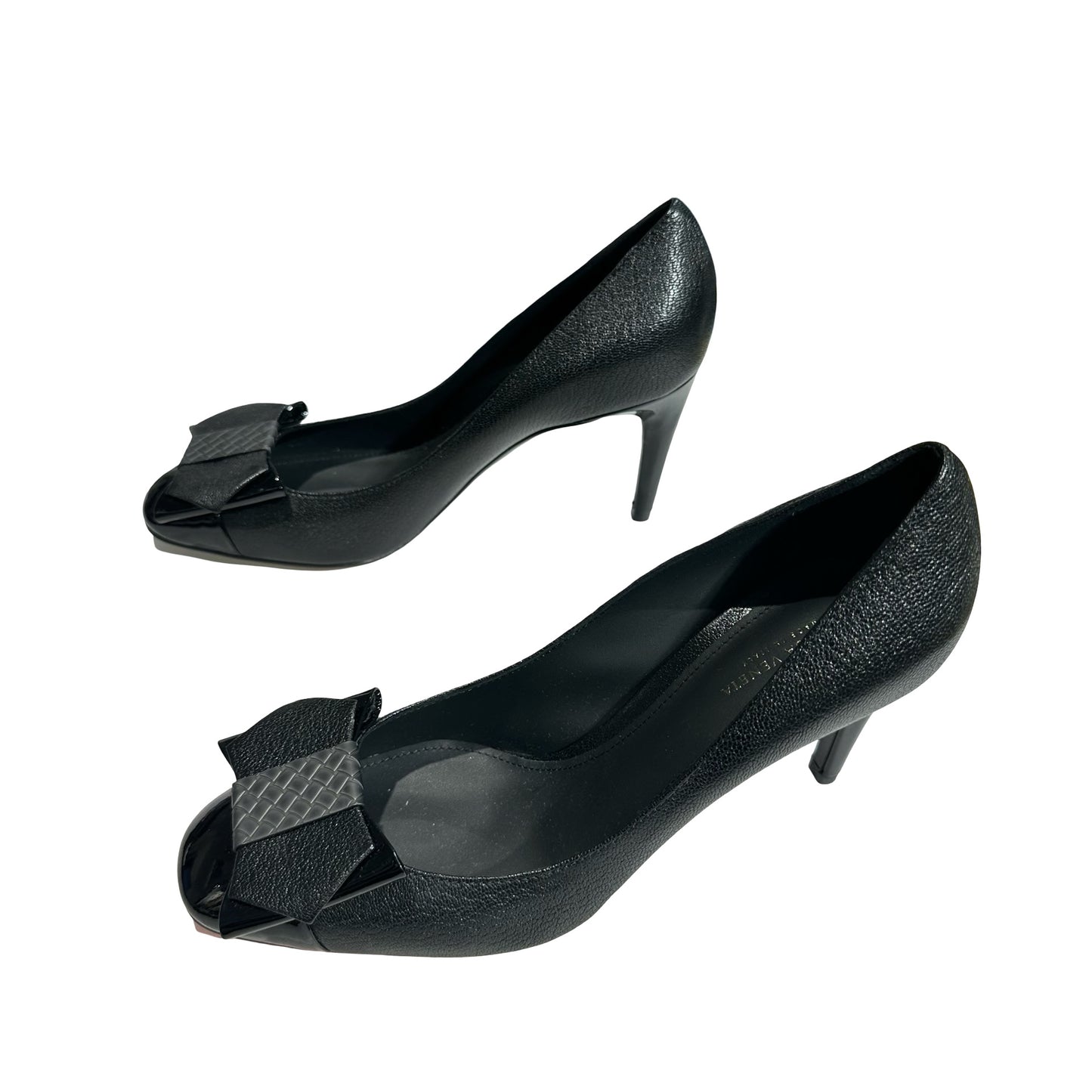 New BOTTEGA VENETA Lambskin Leather New Bottega Veneta Ribbon Heels Shoes Black Shoes Black