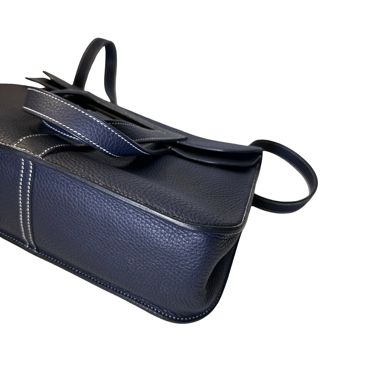 Used HERMÈS Clemence leather Halzan 31 Shoulder Bag Navy Blue PHW