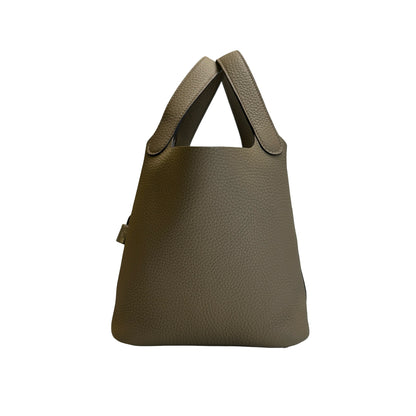 Used HERMES Clemence Picotin 18 Bucket Bag 8Q Beige PHW