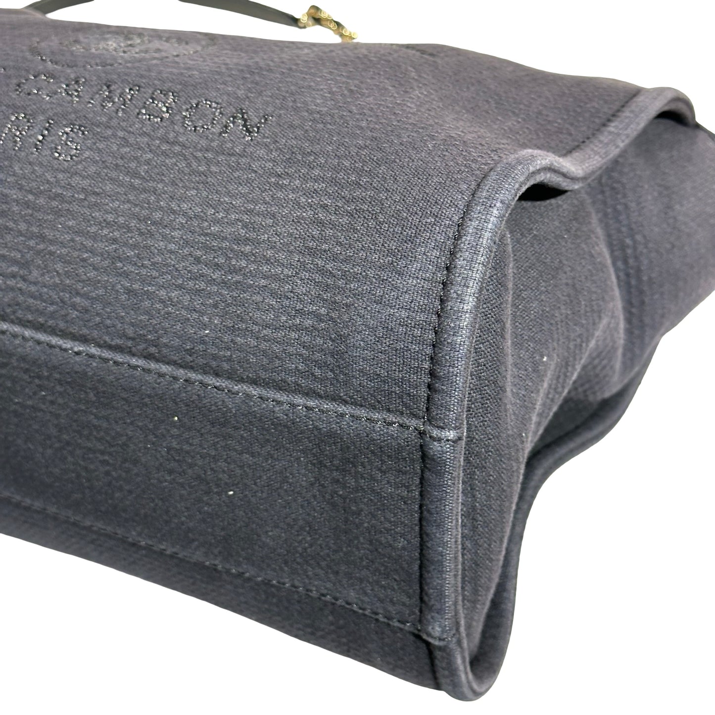 Used CHANEL Canvas Deauville Tote Bag Black GHW