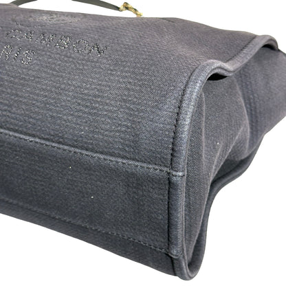 Used CHANEL Canvas Deauville Tote Bag Black GHW