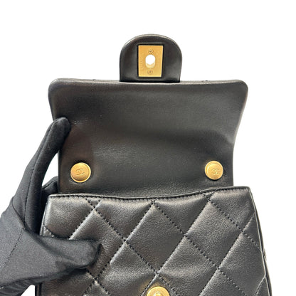 Unused CHANEL Mini flap 17cm Cross Body Bag Black GHW