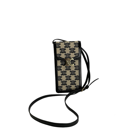 Used CELINE Triomphe Triomphe Phone Bag Beige Black