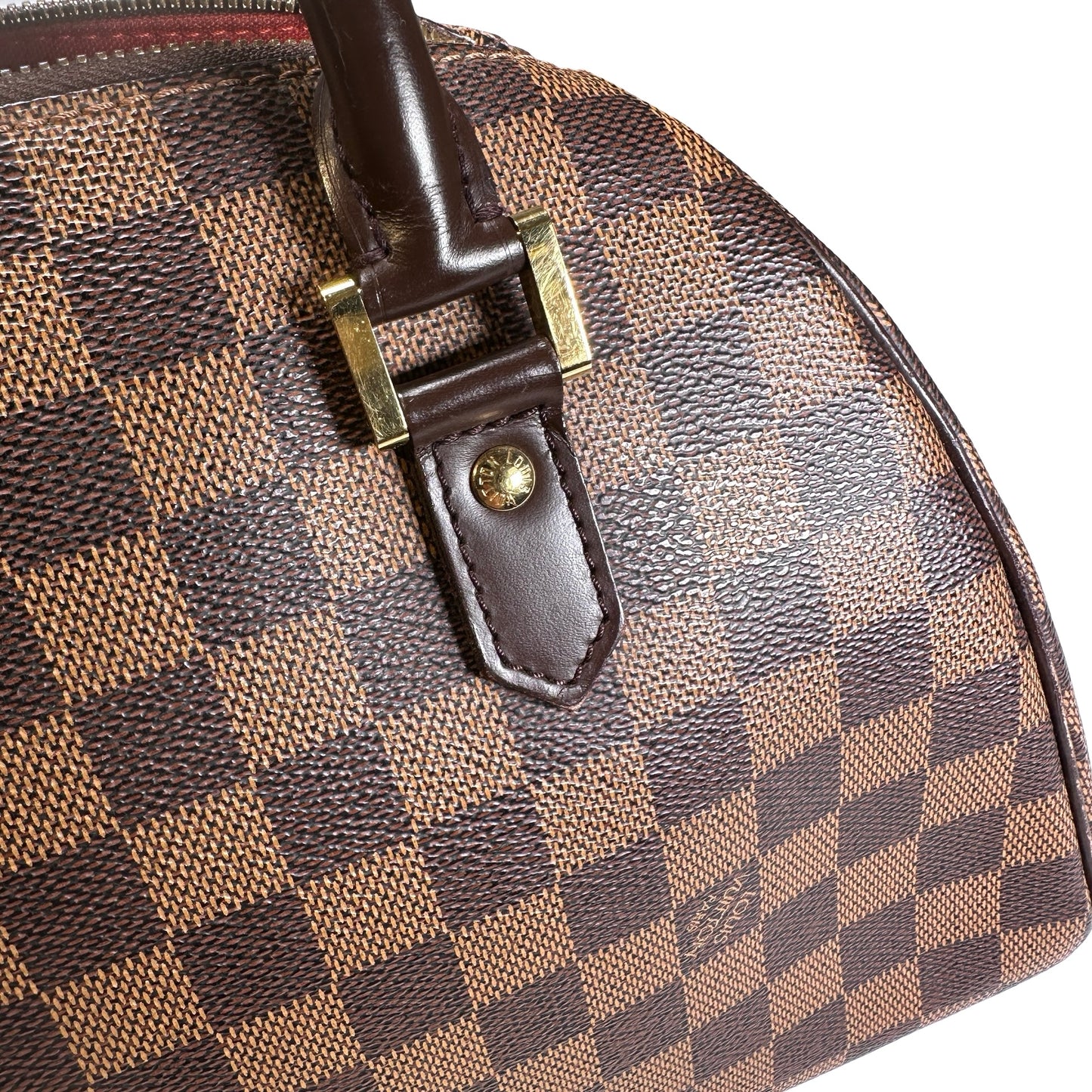 Used LOUIS VUITTON Damier Ebene Triana Handbag Brown GHW