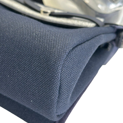 Brand New HERMES Canvas Leather Mini Herbag Handbag Navy PHW