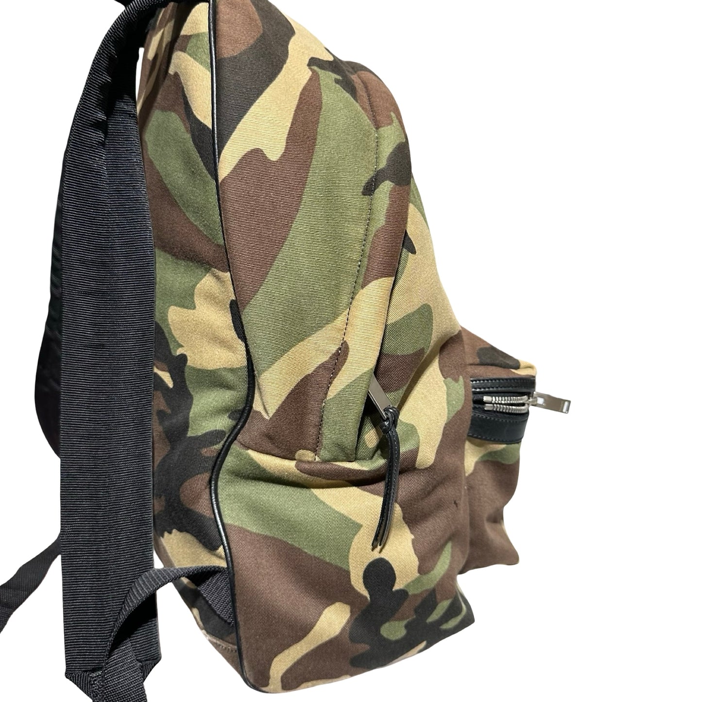 Used Saint Laurent Canvas Backpack Dark Green Black