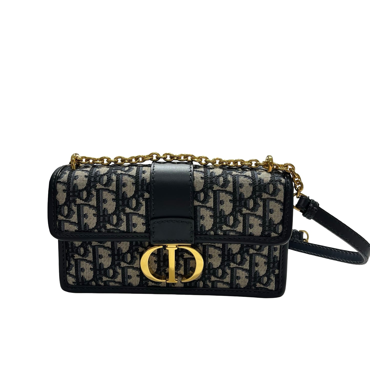 Used DIOR Oblique Oblique Montaigne 30 Crossbody Bag Navy blue