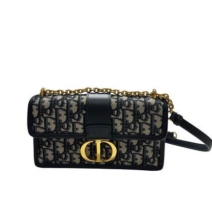 Used DIOR Oblique Oblique Montaigne 30 Crossbody Bag Navy blue