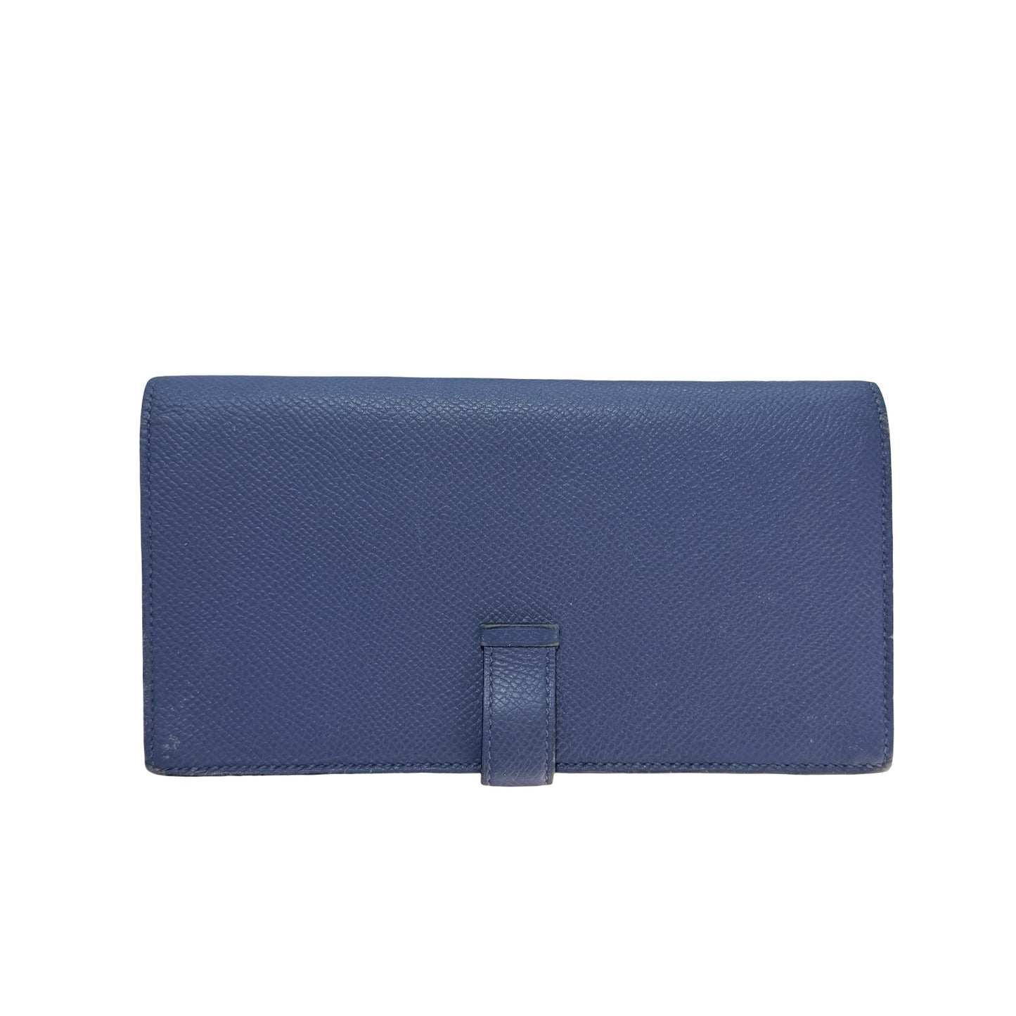 Used HERMÈS Bearn Wallet Navy Blue Orange (93)
