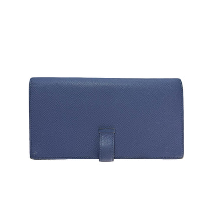 Used HERMÈS Bearn Wallet Navy Blue Orange (93)