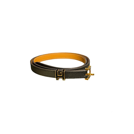 Used HERMÈS Calfskin Leather H Belt Black GHW