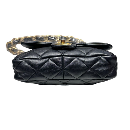 Used CHANEL Flap 20cm Chain Shoulder Bag Black GHW