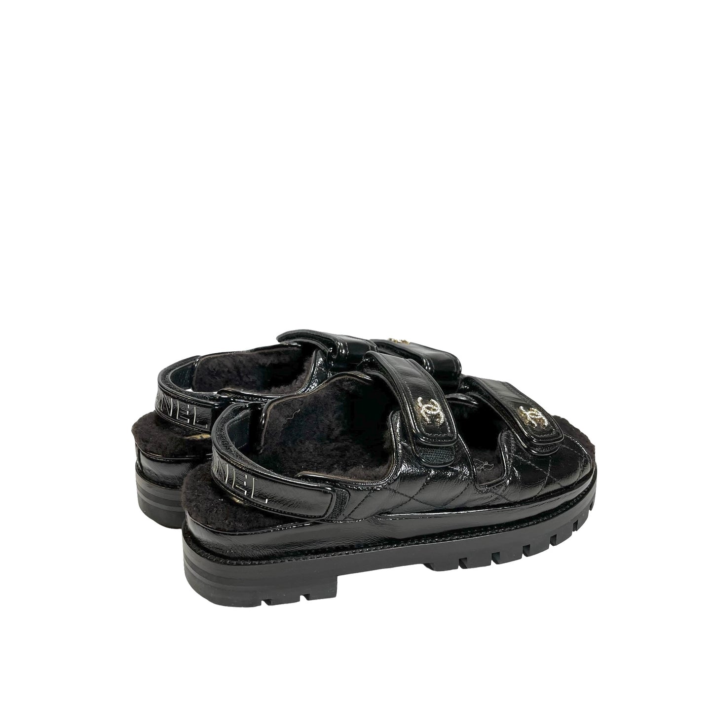 Used Chanel Calfskin Leather Shoes Black PHW