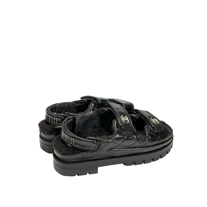 Used Chanel Calfskin Leather Shoes Black PHW