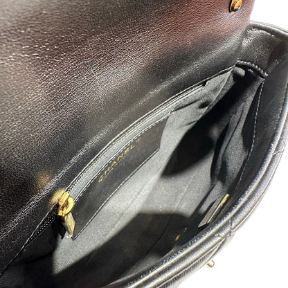 Used CHANEL Flap 20cm Chain Shoulder Bag Black GHW
