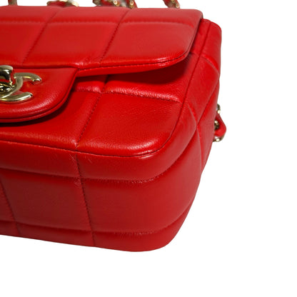 Used CHANEL Mini Flap 17cm Cross body bag Red PHW