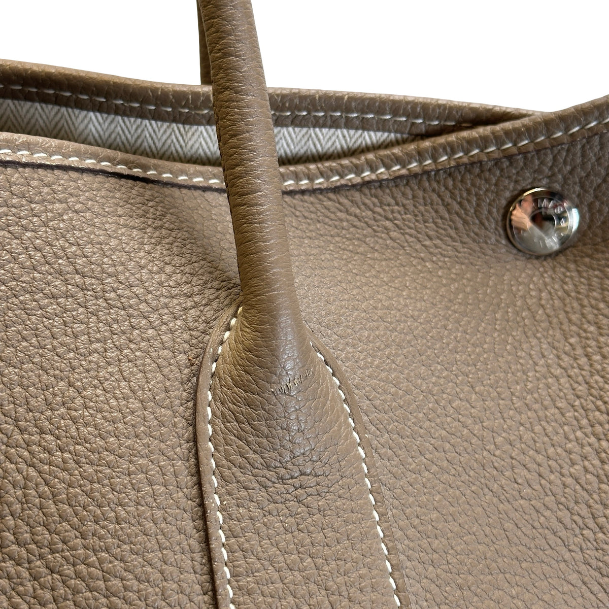 Used HERMES Negonda Leather Garden Party Tote Bag Etoupe