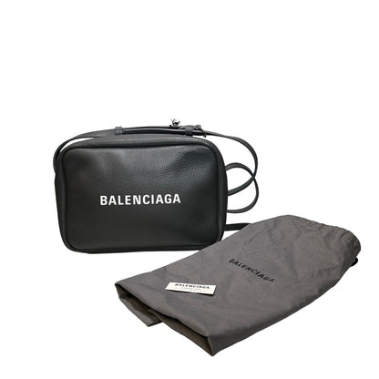 Used BALENCIAGA Calfskin Leather Crossbody Cross Body Bag Black PHW