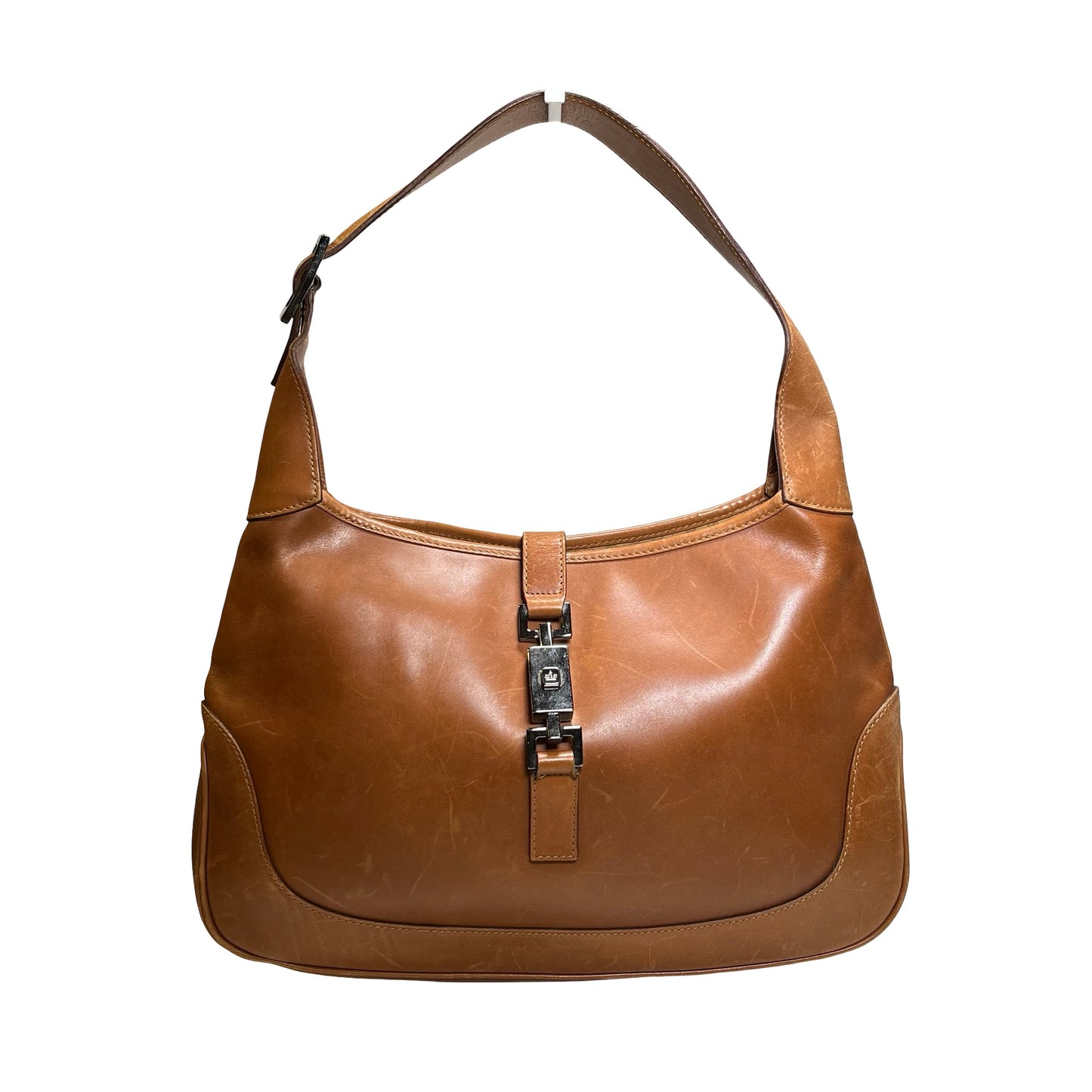 Used GUCCI Leather Jackie Shoulder Bag Brown PHW