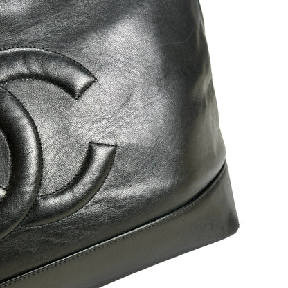Used CHANEL solid vintage CC logo shoulder bag Shoulder Bag black