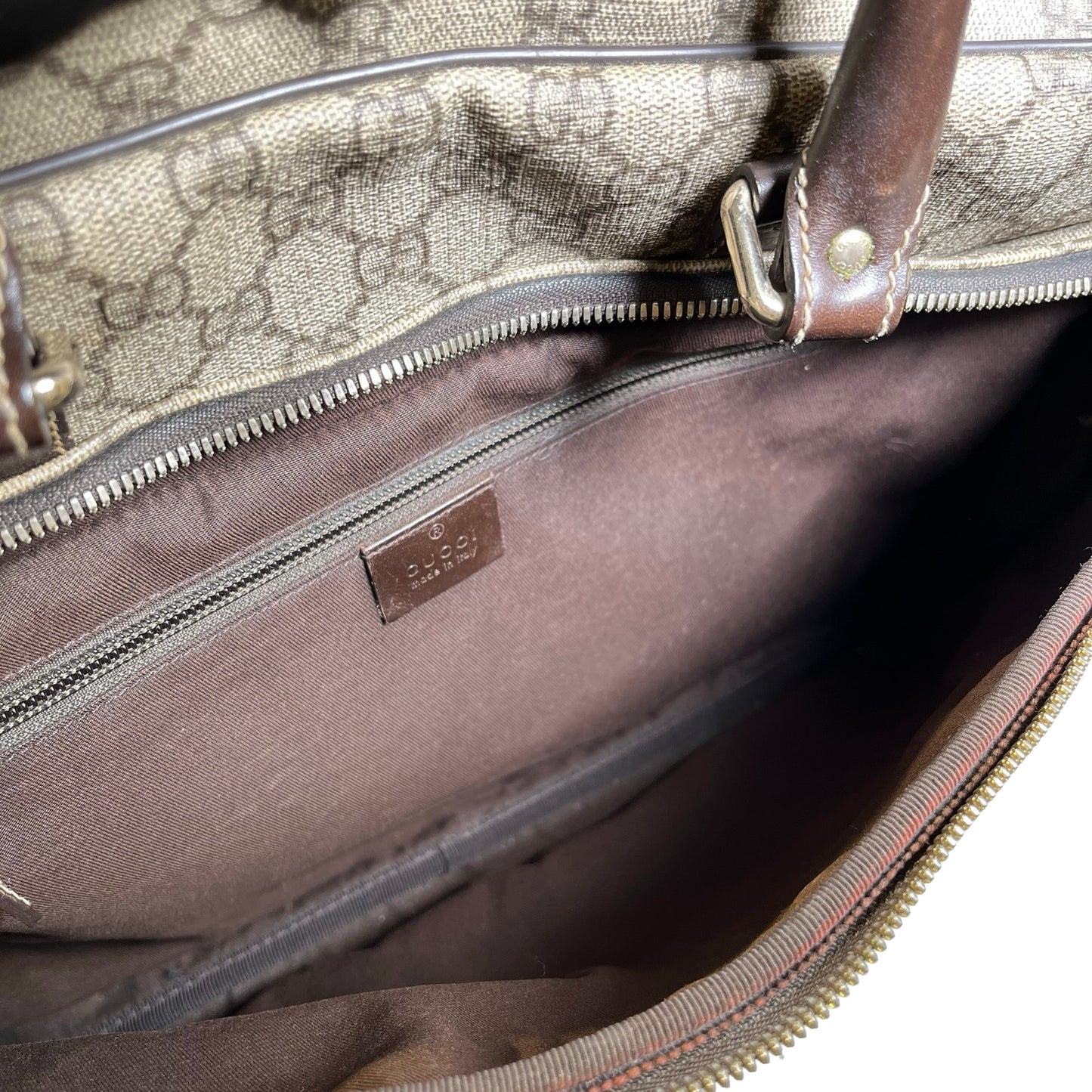 Used GUCCI GG Supreme GG Supreme Briefcase Beige Brown PHW