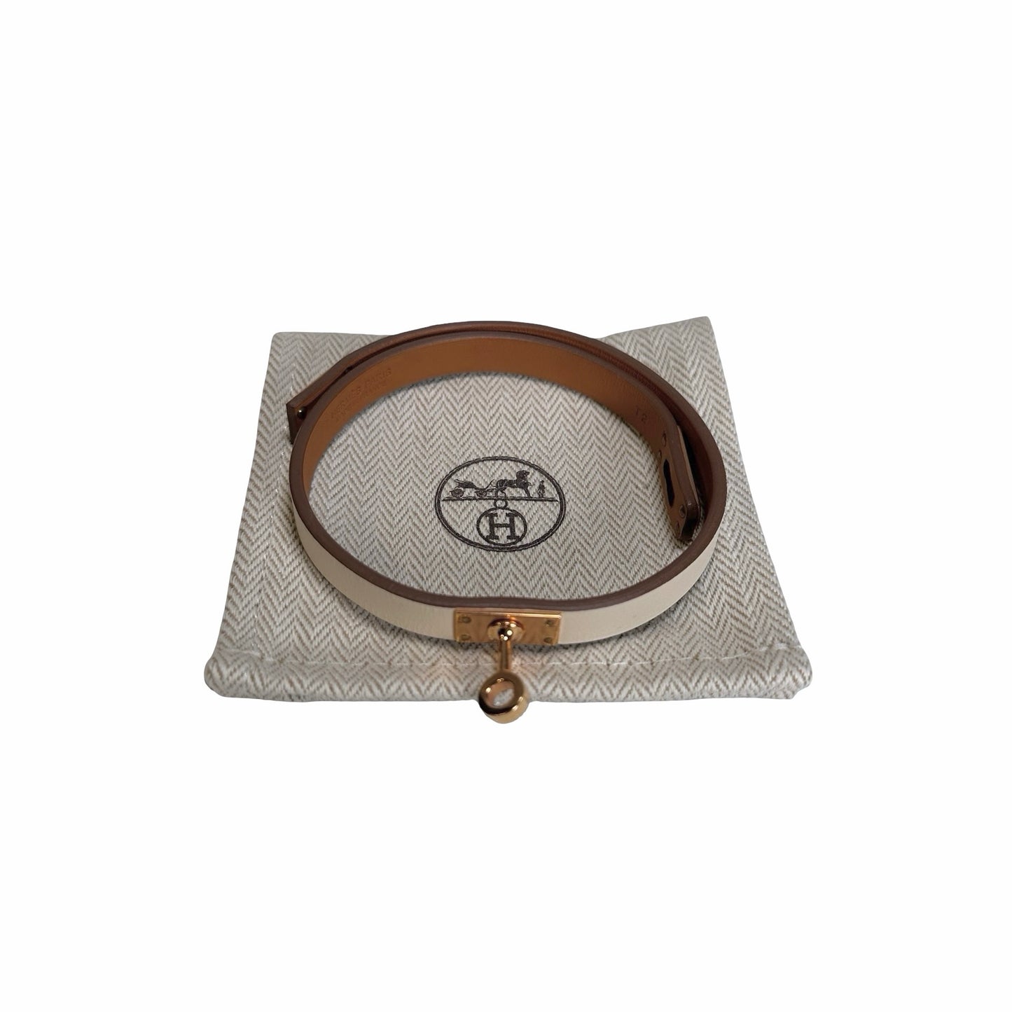 Used HERMES leather Bracelet Mini Kelly Double Tou BRACELET NATA GHW