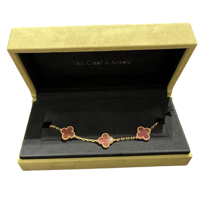 Brand New VAN CLEEF & ARPELS Carnelian 18K Rose Gold Vintage Alhambra BRACELET Red Gold