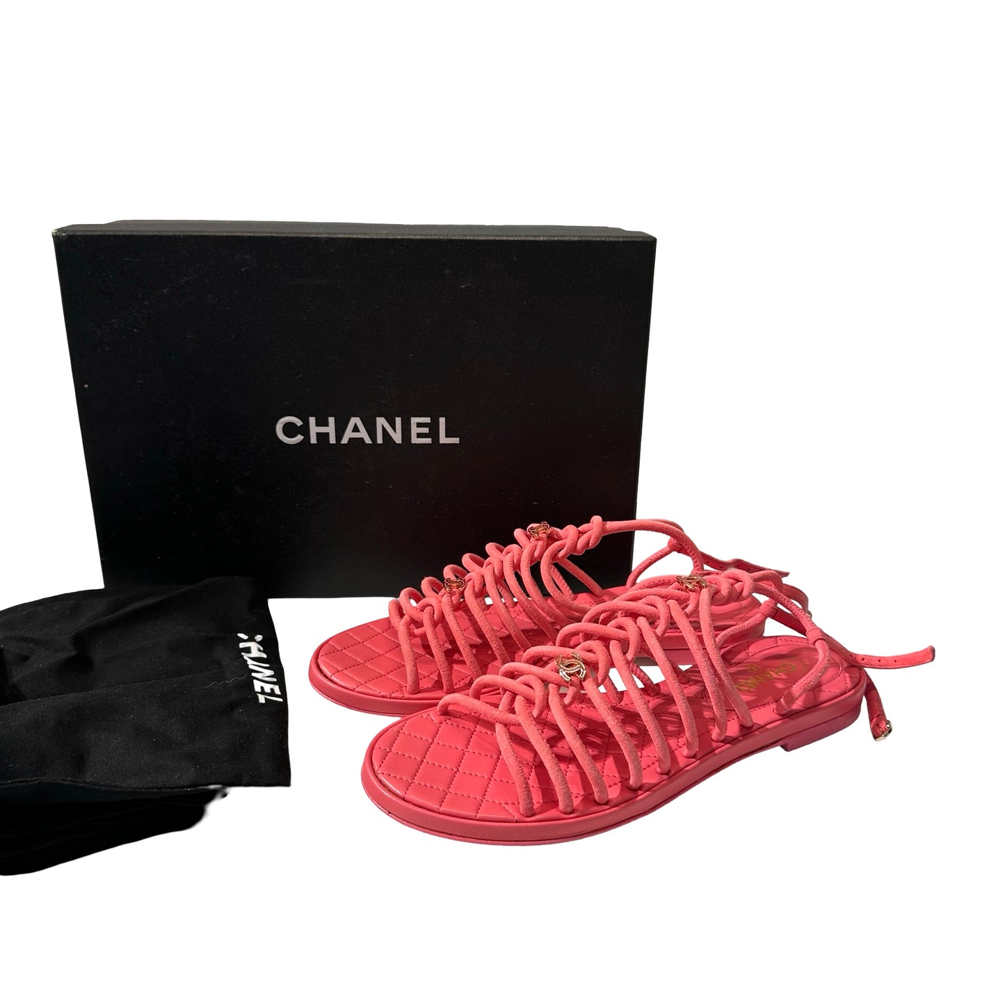 Used Chanel Sandals Sandals Pink GHW