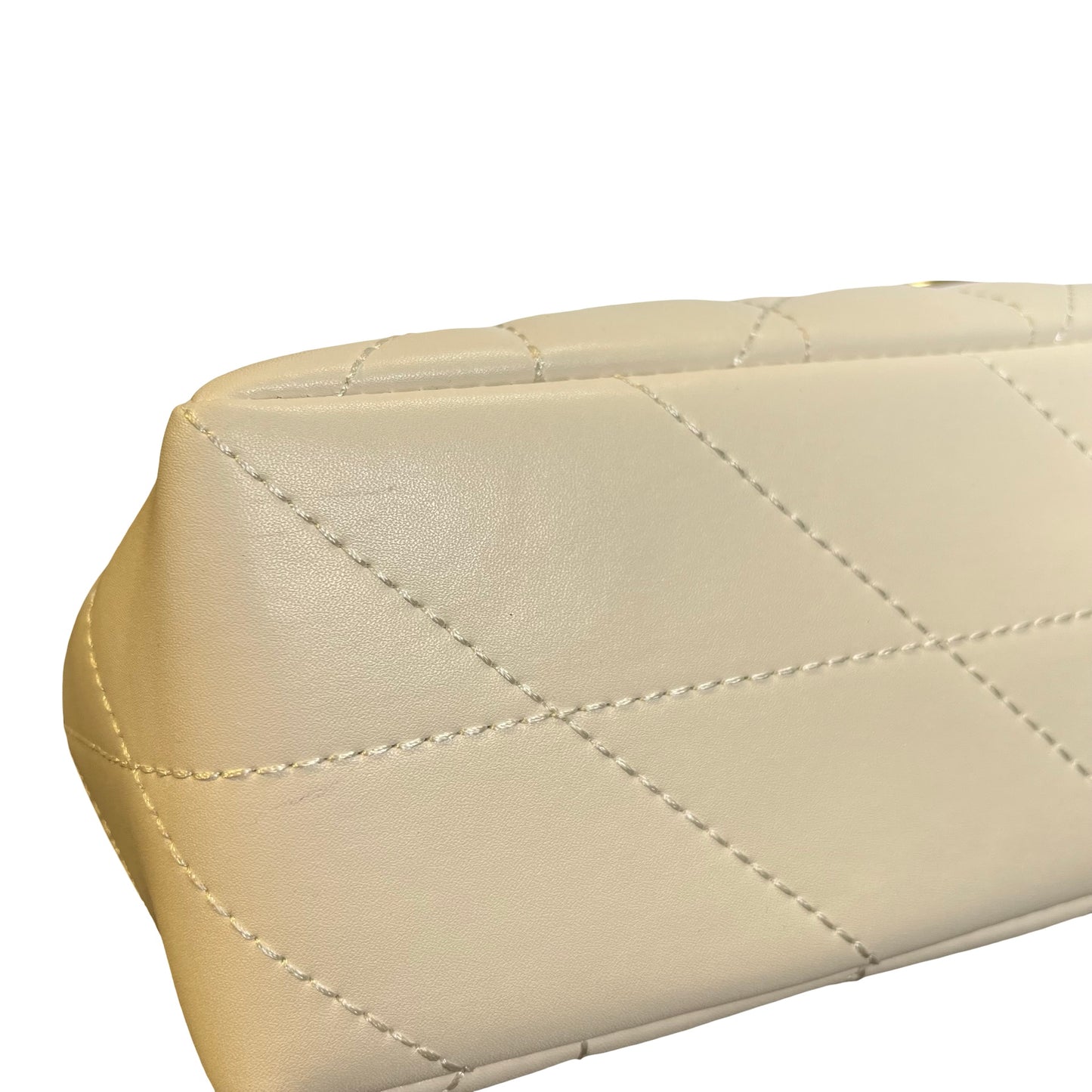 Used COACH Quilted Leather Quilted Tabby Chain Shoulder Bag White GHW