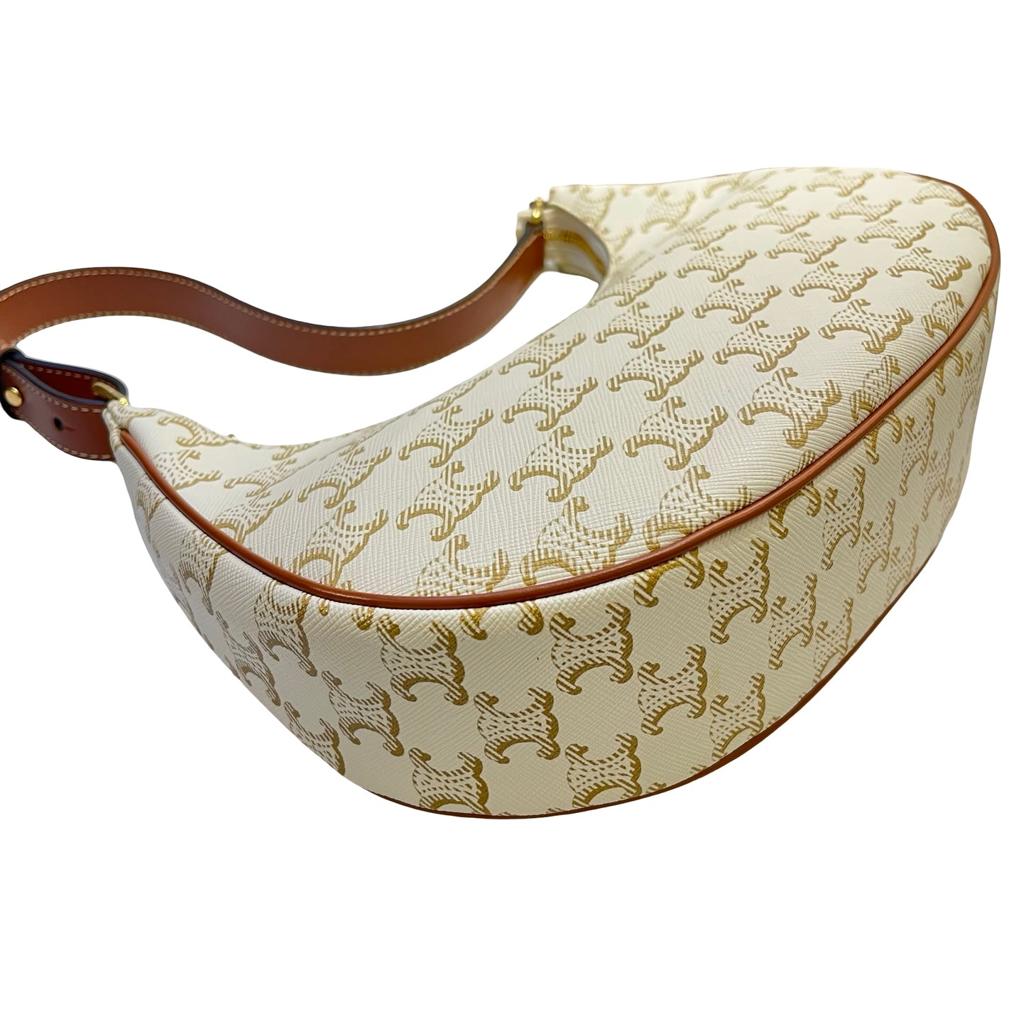 Used CÉLINE Ava Medium Shoulder Bag Brown White GHW