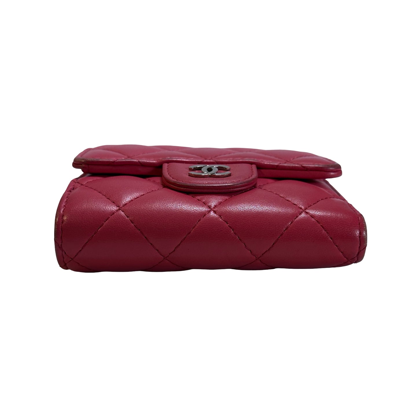 Used CHANEL Lambskin Quilted Classic Small Flap Wallet Wallet Pink PHW