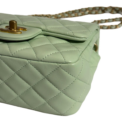 Brand New CHANEL Matelasse Quilted Mini Matelasse Mini Bag Light Green GHW