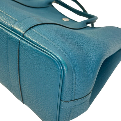 Used HERMES Leather Silver hardware Garden Party Tote Bag Blue Phe