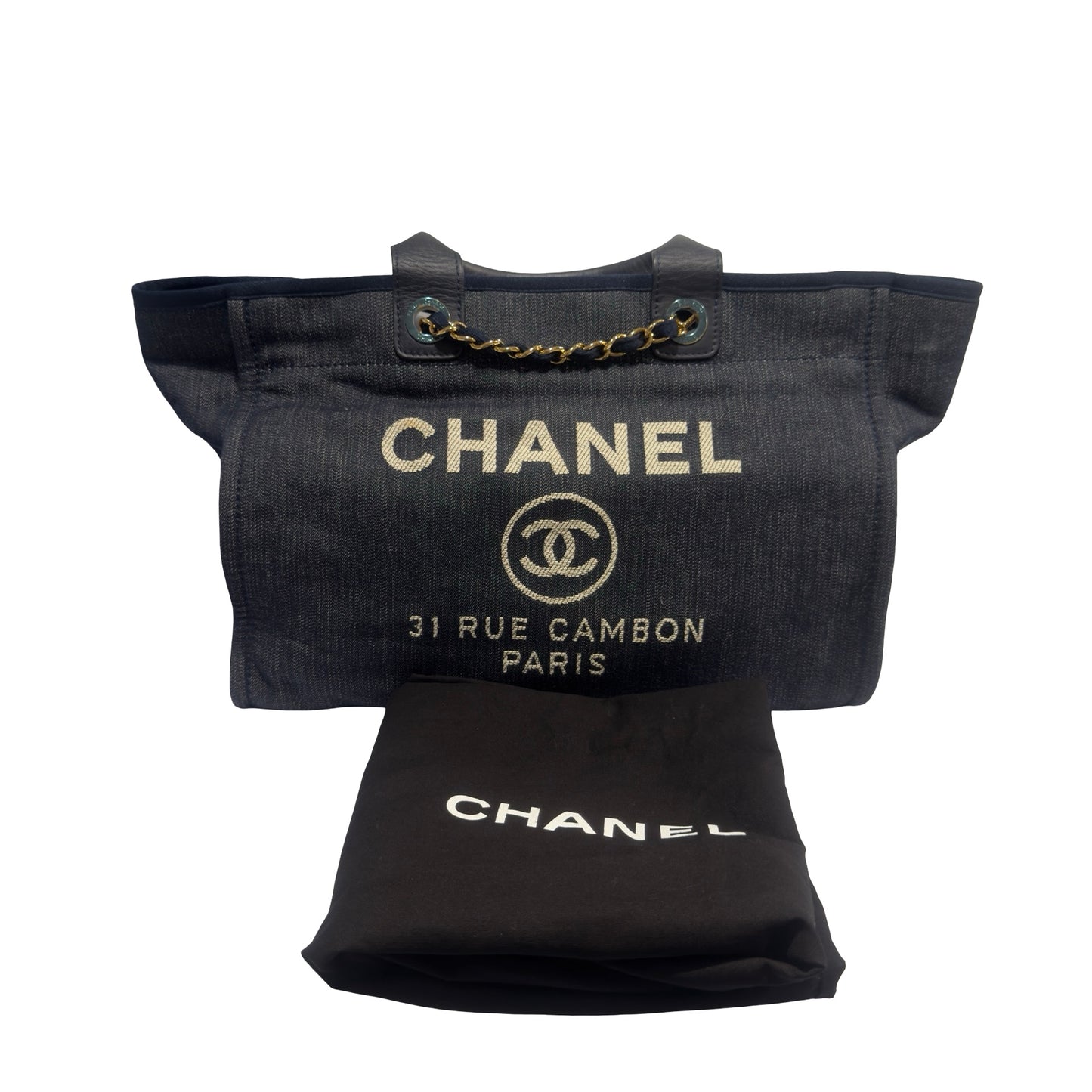 Used CHANEL Denim Deauville Tote Bag Blue