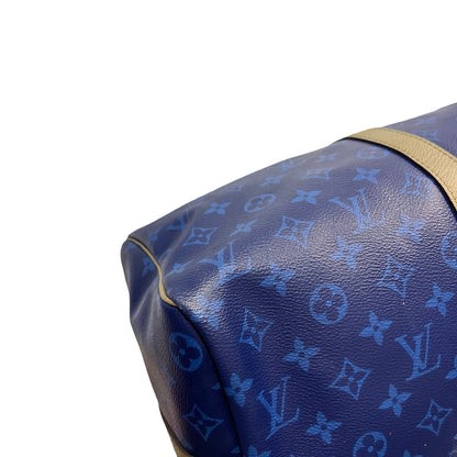 Used LOUIS VUITTON Monogram Keepall Bandoulière Travel Bag Blue Khaki Red Turquoise