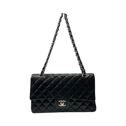 Used CHANEL Lambskin Leather CF 25 Shoulder Bag Black PHW
