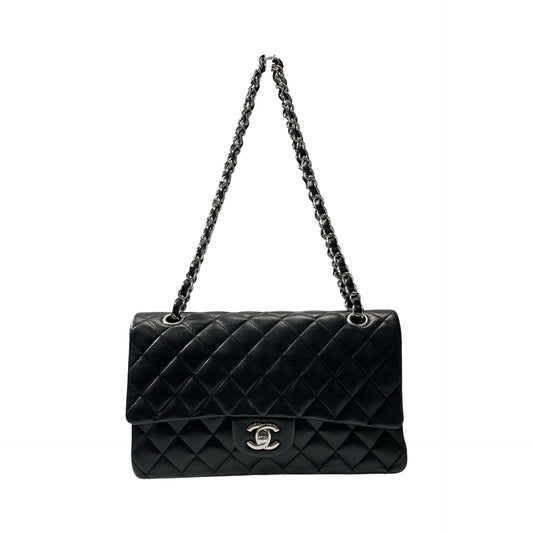 Used CHANEL Lambskin Leather CF 25 Shoulder Bag Black PHW