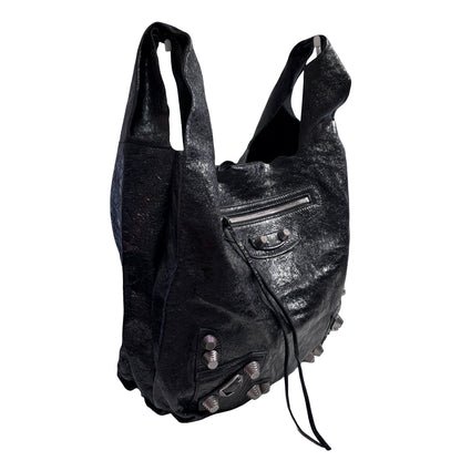 Used BALENCIAGA Leather City Tote Bag Shoulder Bag Black