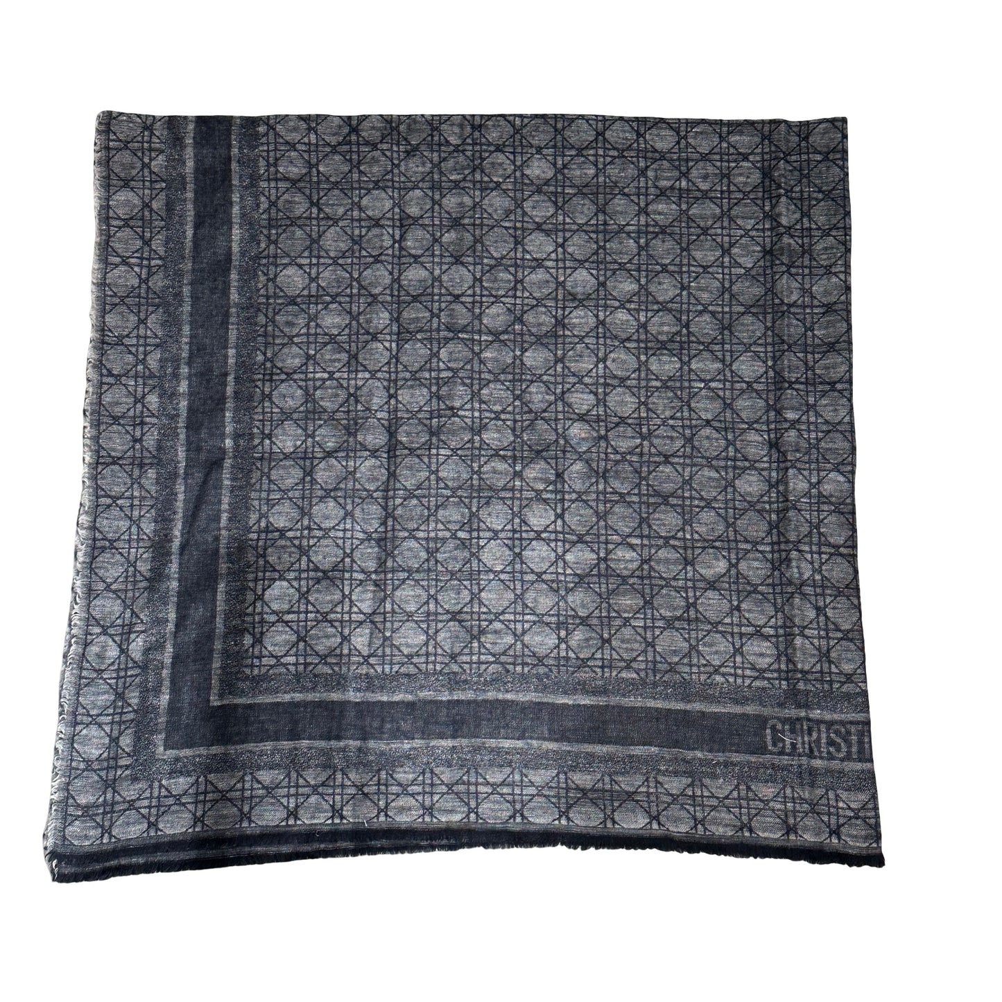 DIOR Cannage Cashmere Cannage Motif Scarf Black Grey
