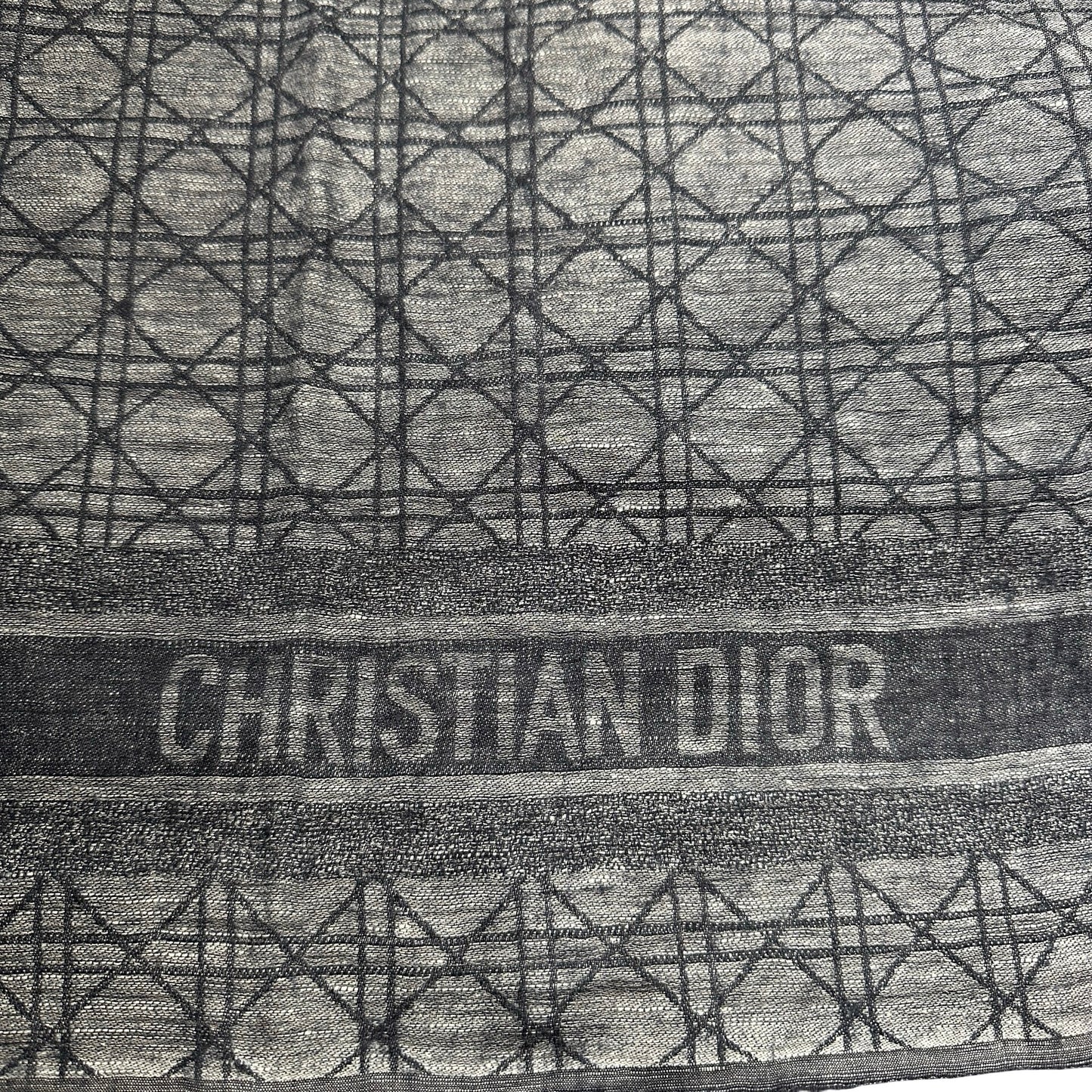 DIOR Cannage Cashmere Cannage Motif Scarf Black Grey