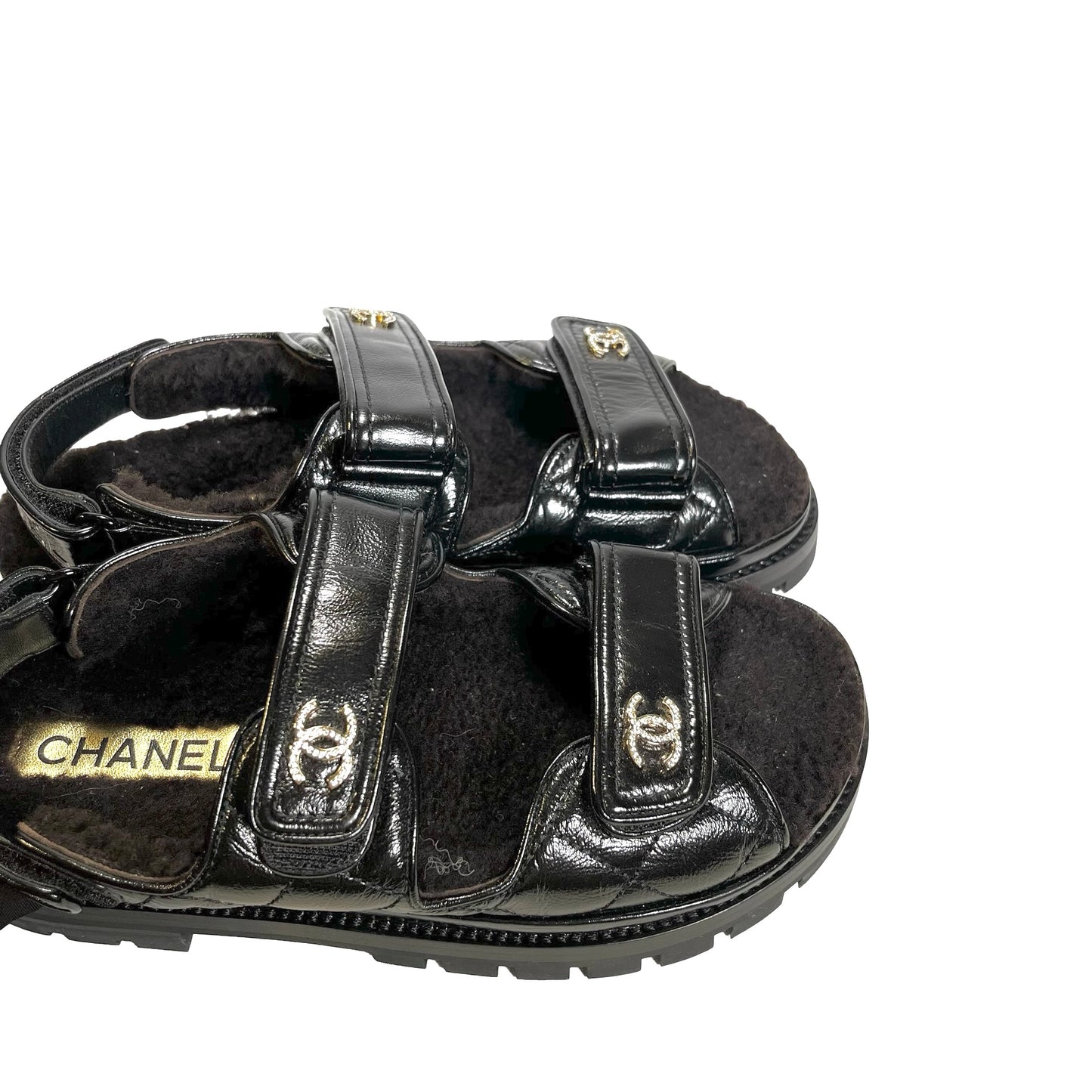 Used Chanel Calfskin Leather Shoes Black PHW